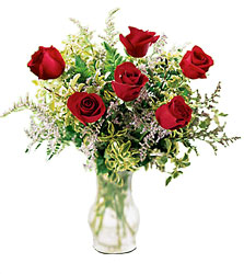 Six Red Roses, Vased -A local Pittsburgh florist for flowers in Pittsburgh. PA