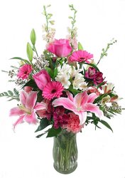 Pretty In Pink Vase -A local Pittsburgh florist for flowers in Pittsburgh. PA